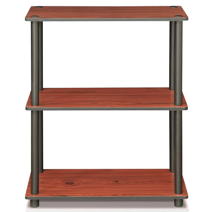 Furinno TURN-N-TUBE Storage Shelves, 3-Tier Book Shelf, Corner Shelf, Toolless Open Shelves, for Organization and Storage, Living Room, Garage, Home Office, Dark Cherry