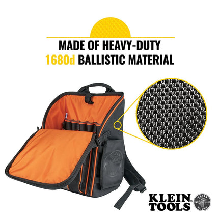 KLEIN TOOLS 55482 Tool Bag Backpack, Heavy Duty Tradesman Pro Tool Organizer with 21 Pockets and Large Interior, Water Resistant