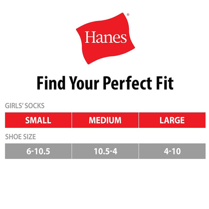 Hanes Filles Grandes Chaussettes de Cheville Extensibles Douces et Confortables Invisible, Assorties, Paquet de 10, Rose/Lavande/Turquoise, Moyen
