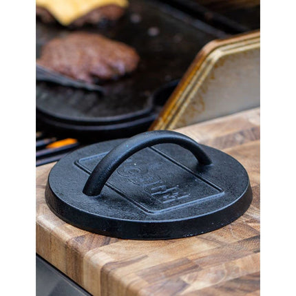 Lodge L6BP Flat Iron Grill Press, Cast, Black