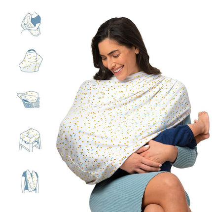 Munchkin Milkmakers Antimicrobial 5-in-1 Nursing Cover, Quiet Skies, Grey
