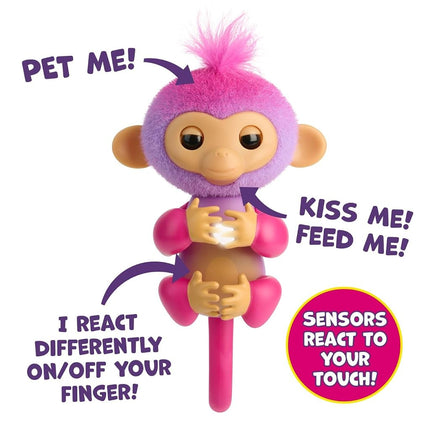 Fingerlings 2023 NEW Interactive Baby Monkey Reacts to Touch – 70+ Sounds & Reactions – Charli (Purple)
