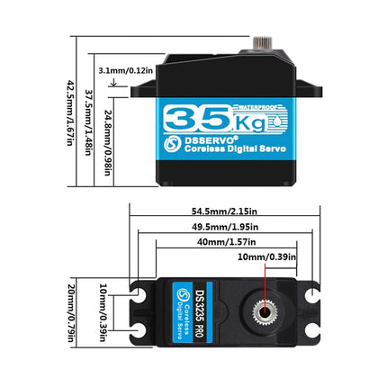 ZOSKAY RC Servo 35kg PRO Coreless Motor servo Metal Gear Digital and Stainless Steel Gear servo RC servo for Robotic DIY RC car (270 Degree)