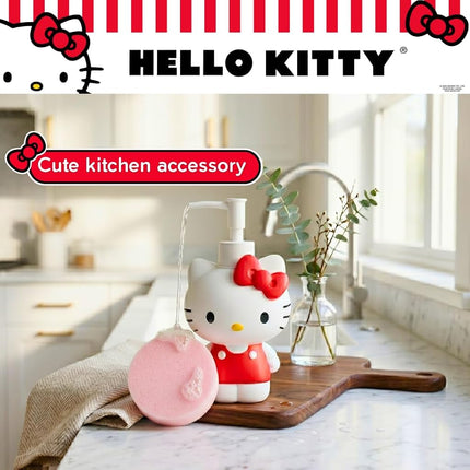 Sanrio Hello Kitty Bathroom Décor, Soap/Lotion Resin Pump Dispenser, 10.36 Ounces, Red, (Officially Licensed Product) by Franco