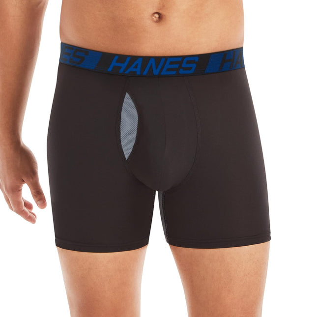 Bóxer Hanes X-Temp Total Support Pouch para hombre, antirrozaduras, ropa interior que absorbe la humedad, paquete múltiple, pierna regular-jaspeado, L (paquete de 3)