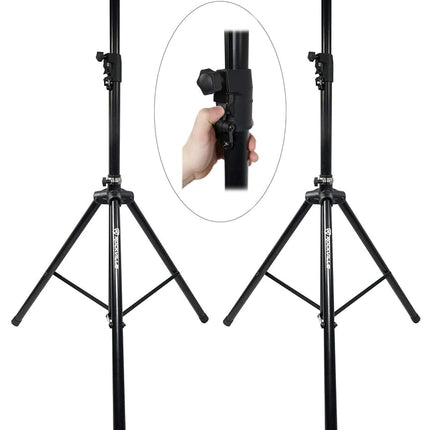 (2) Rockville RVSS4A Tripod Speaker Stands With Hydraulic Lift-Up and Lowering Mechanism - Handles Speakers Up To 154 Lbs