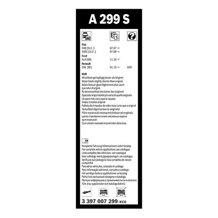 Bosch Aerotwin A299S - Front Windscreen Wipers - Set of 2 Replacement Blades - Comes with Pre-assembled Adapter - 2 Blades, 600 mm / 340 mm - Only for Left-Hand Drive (EU)