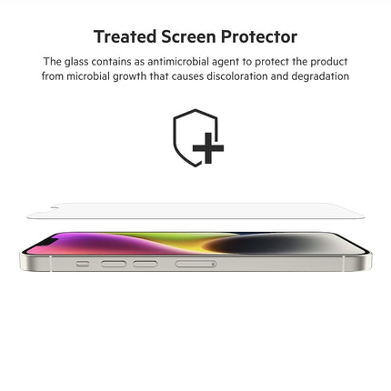 Belkin UltraGlass iPhone 14 Plus, iPhone 13 Pro Max Screen Protector, AntiMicrobial-Treated, Easy Bubble Free Application with Included Installation Guide Tray, 9H Hardness Tested, Tempered Glass
