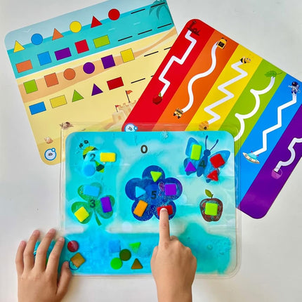 Learning Resources Colours & Shapes Sensory Pad, Reusable Sensory Bag for Kids, Fine Motor Skills Toy, 16 Fine Motor Activities, 24 Plastic Shapes, Ages 3+, Multicolou