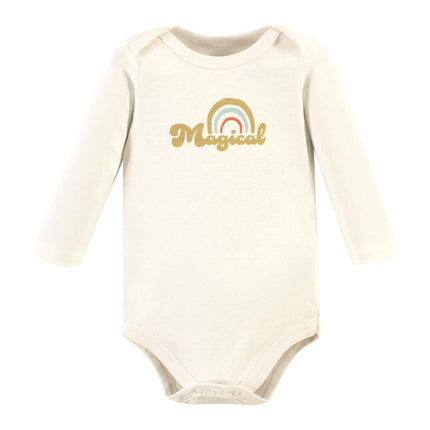 Hudson Baby Unisex Baby Cotton Long-Sleeve Bodysuits, Magical Rainbow 5-Pack, Newborn, Magical Rainbow 5-pack, Newborn
