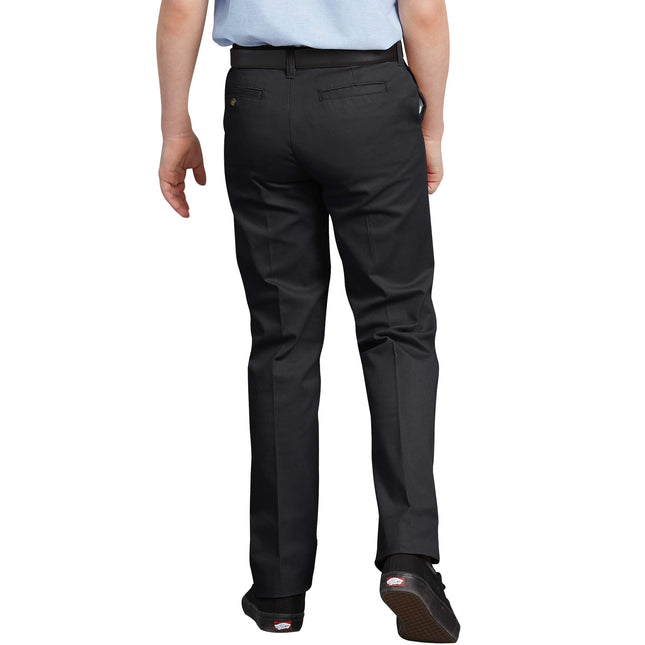 Dickies Khaki Big Boys' Flex Waist Slim Stretch Pant, Black, 8