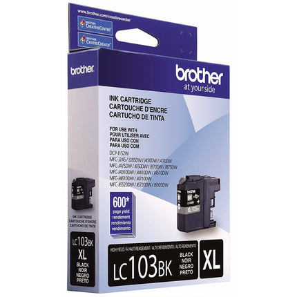 BROTHER LC103BK Black Ink Cartridges (Black, MFC-J4510DW, Inkjet, Black, High Yield (XL), ISO/IEC 24734)