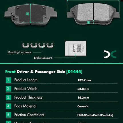 SCITOO D1444 D1445 Front Rear Ceramic Brake Pads Sets Fit For Hyundai Sonata 2011-2014,For Kia Optima 2011-2014