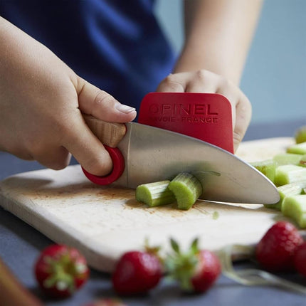 Opinel Le Petit Chef 3pc Set (Kitchen Knife S/S 10cm/Peeler/Finger Protector) Red