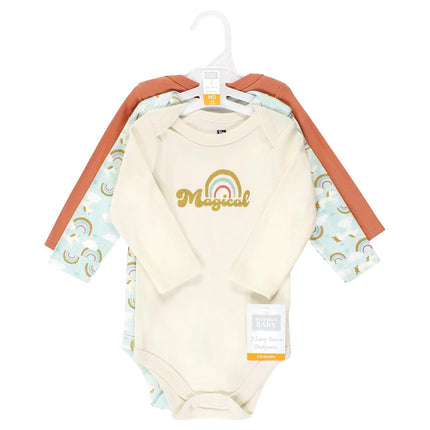Hudson Baby Lot de 3 bodies à manches longues en coton pour bébé unisexe, motif « Magical Rainbow », 12-18 mois