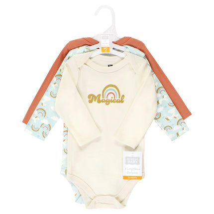 Hudson Baby Unisex Baby Cotton Long-Sleeve Bodysuits, Magical Rainbow 3-Pack, Newborn, Magical Rainbow 3-pack, Newborn