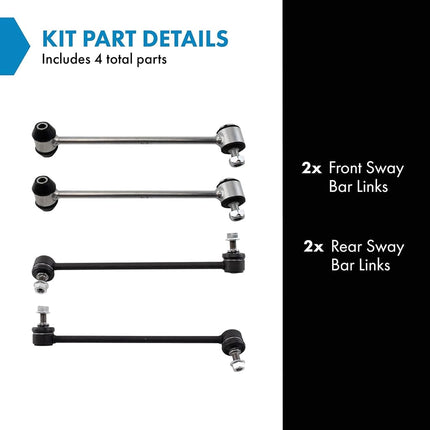 TRQ Front and Rear Sway Bar Link Set 4 Piece