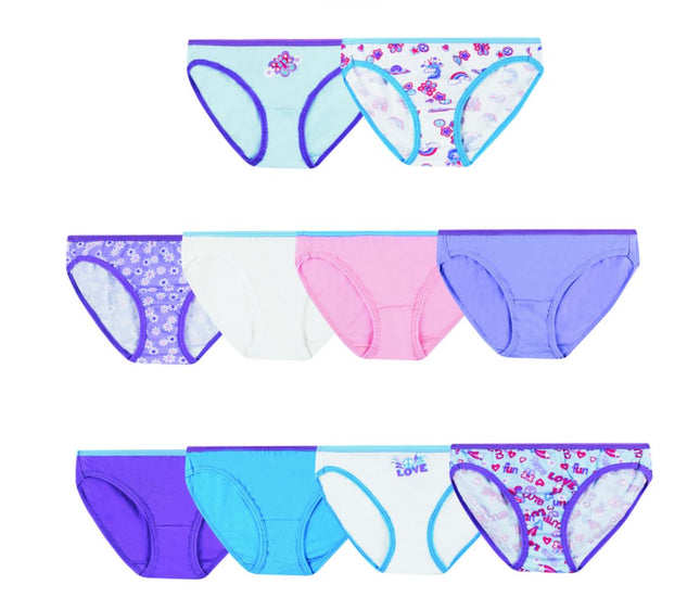 Hanes Girls' 10-Pack 100% Cotton Tagless Bikini Pa