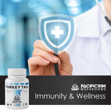 Pacific Rim Mushrooms Organic Turkey Tail Mushroom Supplement (120 Veggie Caps) Extract Powder Capsules 🍄 Longevity and Immune System from Ltd. ® …