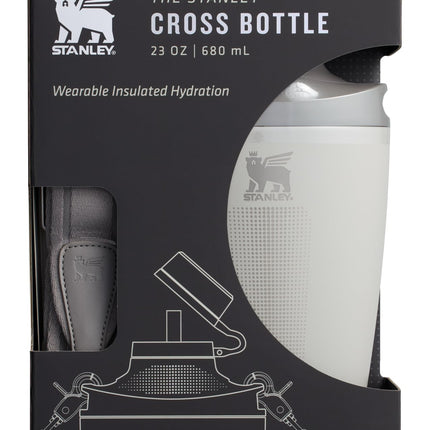 Stanley Cross Bottle 650ml Travel Water Bottle with Jacquard Strap – Leak-proof Tritan Lid with Removable Straw – Stainless Steel – BPA Free – Ash