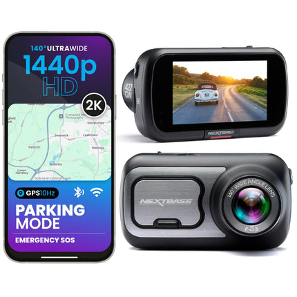 Nextbase 422GW Dash Cam – 2K 1440p, 140° Wide Angl