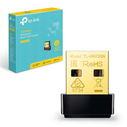 TP-Link TL-WN725N USB WiFi Adapter for PC/Laptop, 150Mbps Wireless Nano USB 2.0 Adapter, Wi-Fi Dongle for streaming/internet calls, Supports Windows 11/10/8.1/8/7/XP, Mac OS X, Linux, Easy setup