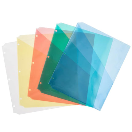 Avery Binder Pockets for 3 Ring Binders, Assorted (Blue, Clear, Green, Pink and Yellow), 5 Per Pack, 12 Packs, 60 Binder Pockets Total (75254)