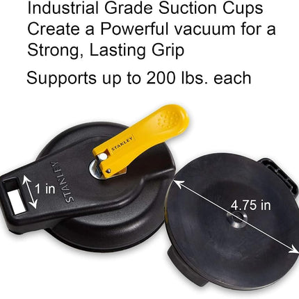 STANLEY S4004 Black/Yellow Vacuum Suction Cup - Heavy-Duty (200 lb Weight Support Limit)