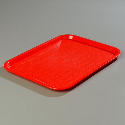 Carlisle FoodService Products Bandeja de Cafetería de Comida Rápida con Superficie Estampada para Cafeterías, Comida Rápida y Comedor, Plástico, 16.31 x 12.06 x 0.7 Pulgadas, Rojo, (Paquete de 24)