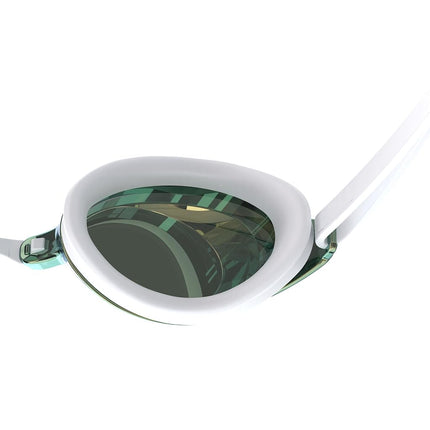 Speedo Vanquisher 2.0 Mirrored Swimming Goggles - Anti-Fog, UV Protection, Wide Panoramic Lens, Cushioned Silicone Seals, Four Nosepiece Options, Yellow, White