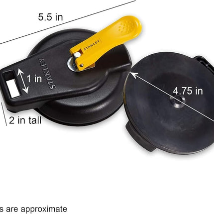 STANLEY S4004 Black/Yellow Vacuum Suction Cup - Heavy-Duty (200 lb Weight Support Limit), 4 Pack