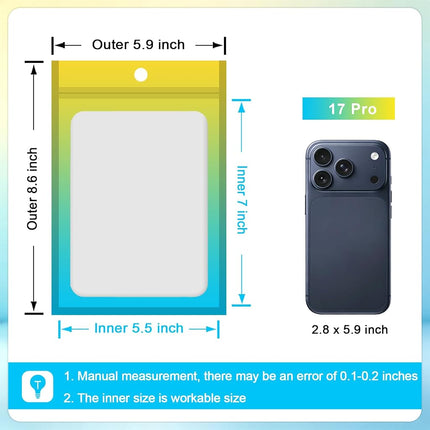 100 Pcs Gradient Colors Resealable Mylar Bags (Yellow Blue, 5.9x8.6 In)