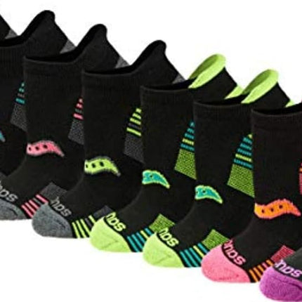 Saucony Women's Rundry Performance Heel Tab Athletic Socks, Available in S-l (8, 16, 24 Running, Black Assorted (8 Pairs), M (5-10) (Pack of 8)