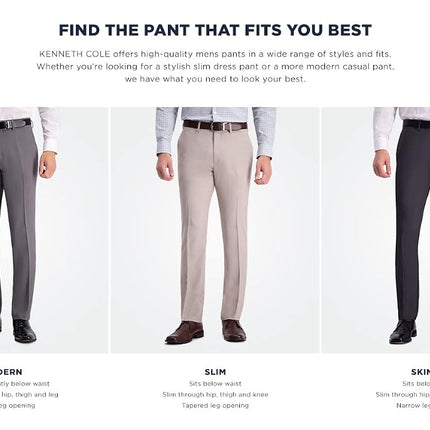 Kenneth Cole Reaction Men's Slim Fit Solid Performance Dress Pant, Chambray, 30W x 32L