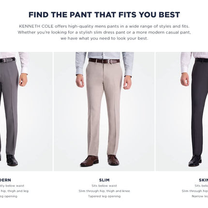 Kenneth Cole REACTION Men's Stretch Weave Slim Fit Dress Pant, Medium Grey, 32W x 32L