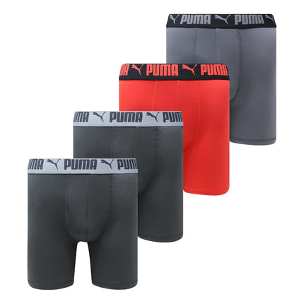PUMA Men's 4 Pack Active Stretch Boxer Briefs, Bla