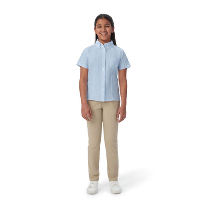 French Toast Girls' Fitted Short Sleeve Wrinkle-Re