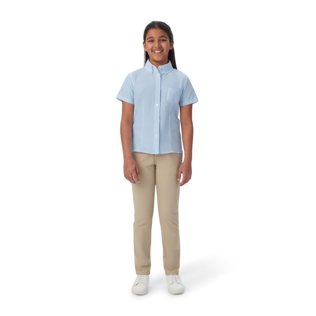 French Toast Girls' Fitted Short Sleeve Wrinkle-Re