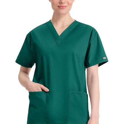 Dickies EDS Signature Scrubs for Women, V-Neck Womens Tops in Soft Brushed Poplin 86706, Hunter, XXL Plus