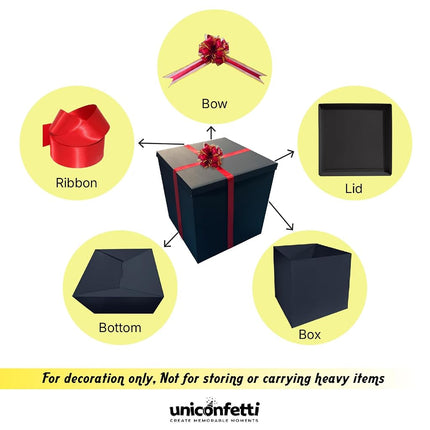 Extra Large Gift Box 28x28x28"—Giant Black Gift Boxes with Lid for Large Gifts, Big Presents for Birthday Surprise, Special Occasions, Unique Celebrations, Not for Heavy-Duty Storage Use