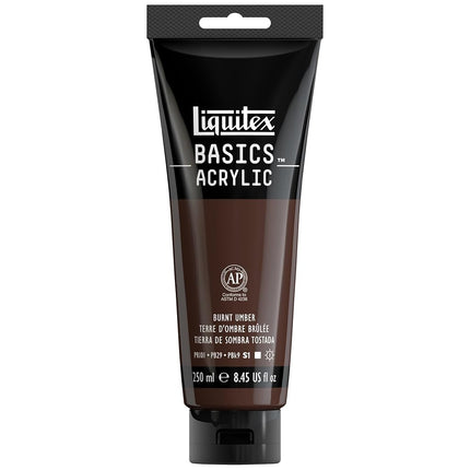 Reeves 4385128 Tube de peinture acrylique Liquitex Basics 250 ml, Terre d'ombre brûlée