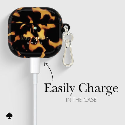 kate spade new york AirPods 4 Protective Case with Keychain Ring - Transparent Tortoise, Compatible with AirPods 4th Generation