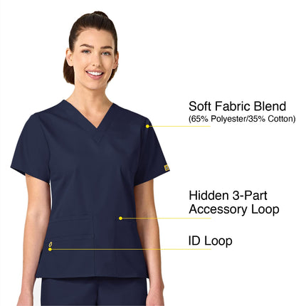 Haut à col en V coupe Bravo WonderWink 6016ANVYXXS Origins pour femme, marine, standard - 2TP