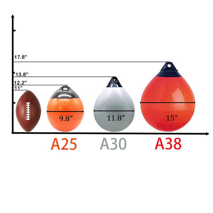 X-Haibei 2 Pcs Boat Fenders Ball Round Anchor Buoy, Dock Bumpers Ball Inflatable Vinyl Shield Protection Marine Mooring Buoy White A30 Dia. 11.8 inch H 13.8 inch