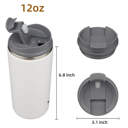 Konokyo 12oz Travel Coffee Mug with Lid, Insulated Stainless Tumbler