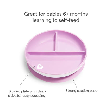 Munchkin Stay Put Divided Suction Plates, Pink/Purple