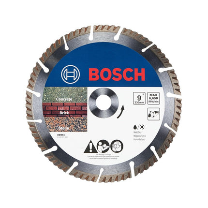 BOSCH DB944-9-Inch Segmented Diamond Blade - Ideal for Concrete, Brick, and Block Cutting