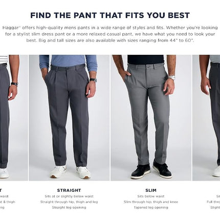 Haggar Men's Cool 18 Hidden Comfort Waist Plain Front Pant,Graphite,38x30