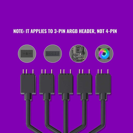Cooler Master 1-to-5 Addressable RGB Splitter Cable Universal 3-pin ARGB Sync on LED Strips and Fans for Computer Cases, CPU Coolers and Radiators Fans