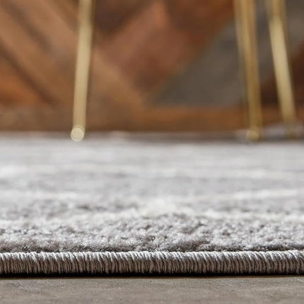 Alfombra de área Unique Loom Trellis Frieze Collection - Redonda (3' Cuadrada, Gris Claro/Marfil)